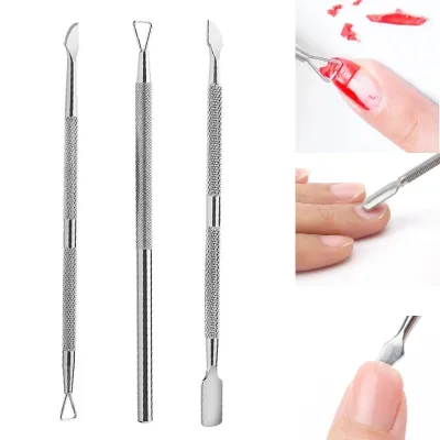 Thép không gỉ đôi Cuticle Pusher Dead Skin Push Remover cho Pedicure Manicure Móng tay nghệ thuật công cụ chăm sóc sạch
