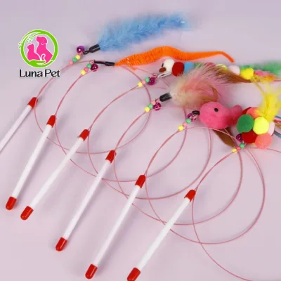 Đồ chơi mèo Luna Pet DC03 - cần câu mèo dây thép gắng lông vũ