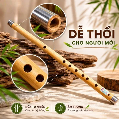 Sáo trúc đô c5 bọc inox dễ thổi HL89- Sáo ngang chuẩn âm giá rẻ vô địch Xưởng Sáo Hoàng Lâm