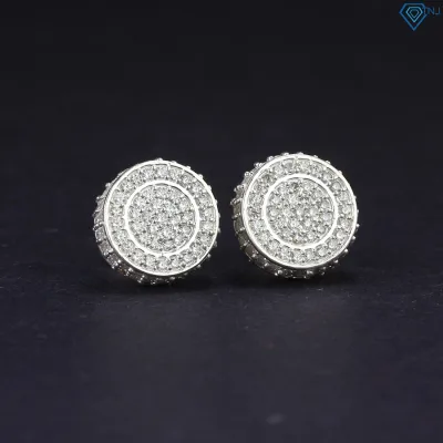 925 Sterling Silver Men's Round Earrings with Personalized Stones Bta0061 - Tnj Jewelry