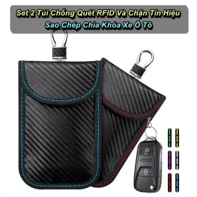 Set 2 Túi Chống Quét RFID Và Chặn Tín Hiệu Chìa Khóa Xe Ô Tô Carbon Fiber Lux4 🔰Phụ Kiện Thuận Lợi🔰