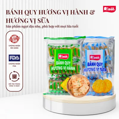 Bánh Quy Hương Vị Hành & Hương Vị Sữa 388g Risen Đồ Ăn Vặt Văn Phòng Bánh Kẹo