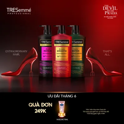 Dầu Gội TRESemmé Keratin Smooth/ Bond Repair/ Salon Detox Cho Tóc Vào Nếp, Giảm Gãy Rụng, Detox Sạch sâu 850g