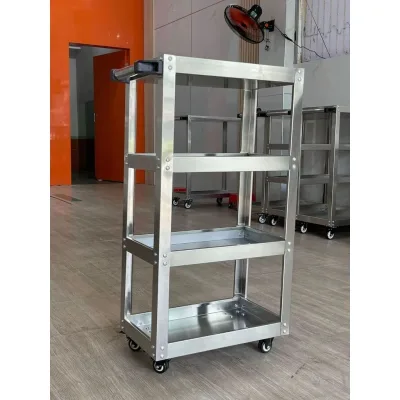 Xe đẩy dụng cụ Inox 2,3,4 tầng hàng thanh lý.Sử dụng cho tiệm sửa xe, kho, y tế,.Cam kết hàng chất lượng