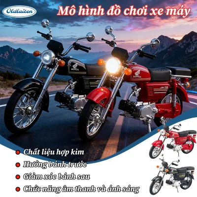 Mô Hình Xe Máy Cổ Điển Bằng Hợp Kim - Thiết Kế Retro, Có Nhạc & Đèn, Món Quà Lý Tưởng Cho Người Sưu Tập