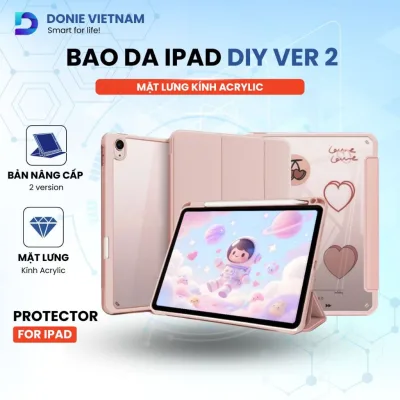 Bao Da Ipad DIY Ver 2 Màu Pastel Mặt Lưng Kính Cường Lực Arcylic iPad A16 Gen 10/11 Air 6/7 P04