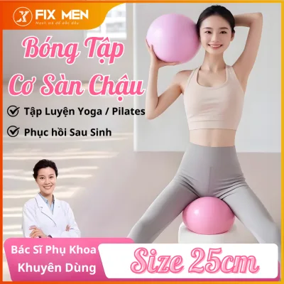Bóng tập Yoga Pilates, Size 25cm mềm dẻo chắc chắn tiện lợi, tặng kèm ống thổi bóng - BONG07L
