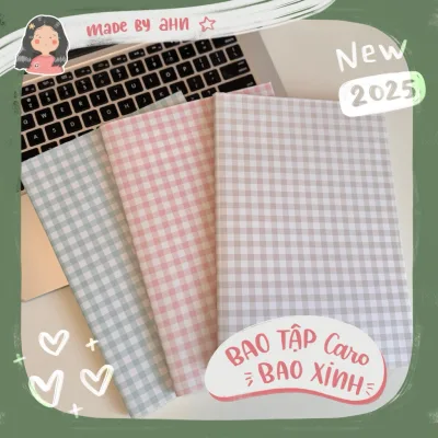 BAO TẬP CARO pastel siêu xinh, bọc sách vở cho năm học mới - MADE BY AHN