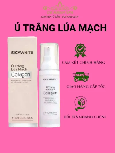 Ủ trắng lúa mạch, mặt nạ dưỡng da Collagen dùng cho mặt, body, nách, cổ trắng thật 30ml | SICA WHITE