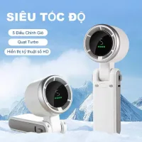 Quạt Cầm Tay Cao Cấp N607 Turbo 3600mAh Gió Mạnh 5 Cấp – Pin Trâu 10h, Mini Gấp Gọn Đi Du Lịch