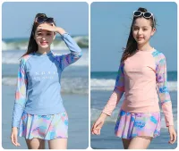 Đồ Bơi Cho Bé Gái Bộ Bơi Bé Gái Dài Tay Họa Tiết Sunday Thiết Kế Dễ Thương Chất Liệu Co Giãn Cho Bé Từ 18-60kg HB2302