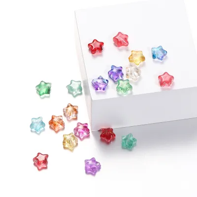 St. kunkka Set 10 Hạt Thủy Tinh 8mm Hình Ngôi Sao Năm Cánh Làm Trang Sức Thủ Công