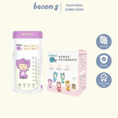 Hộp 50 túi trữ sữa Babuu Không Vòi Nhật Bản 250ml tiện lợi cho mẹ becon.s