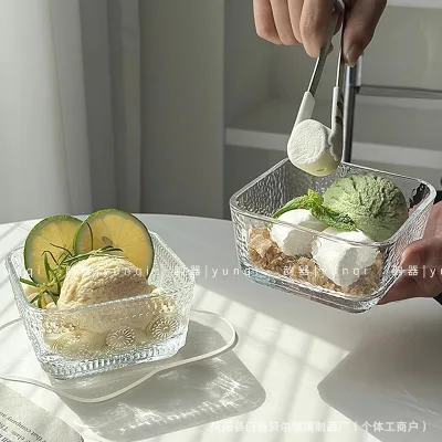 Bát thủy tinh vuông đựng bánh kẹo sữa chua trái cây decor trang trí nhà cửa, chén thuỷ tinh đựng snack đồ ăn vặt GIBA