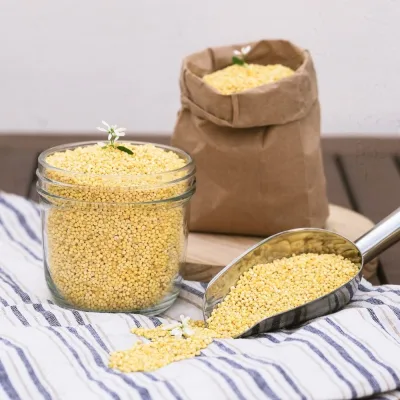 1kg Hạt kê nếp vàng thuần chủng đã tách vỏ thơm ngon tự nhiên nhiều dinh dưỡng, chất xơ, protein Thiên Thảo Organic