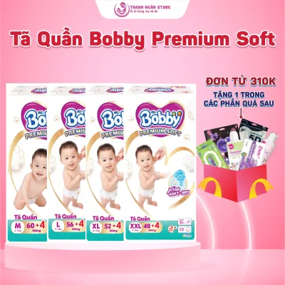 Tã Quần Cao Cấp Bobby Extra Soft - Dry Size M60/L56/XL52/XXL48 - Tã Quần Bobby Trắng Siêu Mềm - Thanh Ngân Store