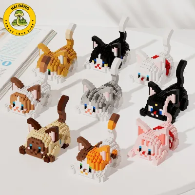 Đồ chơi lắp ráp mèo mô hình bộ sưu tập mèo ngộ nghĩnh đáng yêu, lắp được 2 kiểu đứng hoặc ngồi