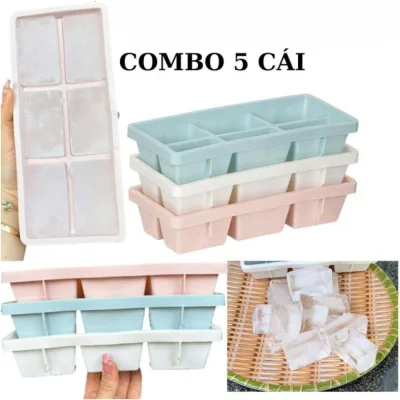Combo 5 Khay Làm Đá Lạnh Việt Nhật Cao Cấp-Khuôn Làm Đá 6 Không Mùi Nhựa,[Việt Nhật Chính Hãng]