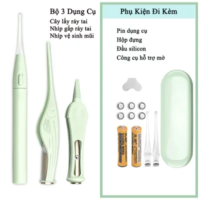 Bộ Lấy Ráy Tai Chăm Sóc Cá Nhân 3 Món Có Đèn LED, Sử Dụng Tiện Lợi, An Toàn Cho Bé Và Gia Đình