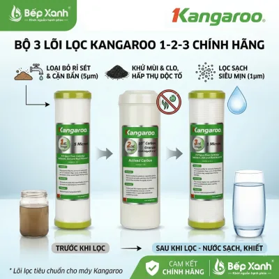 Bộ Lõi Lọc Kangaroo 123 - Combo 3 Lõi Lọc Thô Thay Thế Cho Máy Lọc Nước RO - Giao Hỏa Tốc