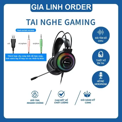 Tai nghe chụp tai chuyên game, có mic Panstan PSH-400 phiên bản mới | Led RGB ngầu, micro khử ồn cao, âm thanh vòm 7.1