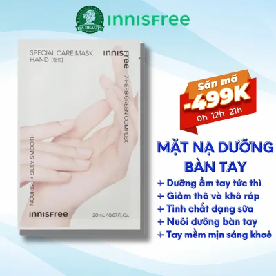 Mặt nạ tay giúp chăm sóc đặc biệt giúp da tay được Mềm mại mịn màng Tăng đàn hồi innisfree SPECIAL CARE MASK HAND 20mL