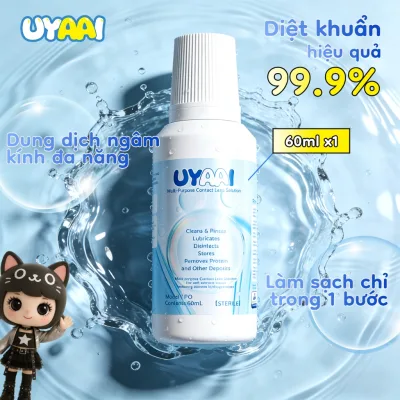 Dung dịch nước ngâm và nước nhỏ mắt UYAAI nước rửa Kính Áp tròng MCK1 dành cho lens cận, B5 nước ngâm lens
