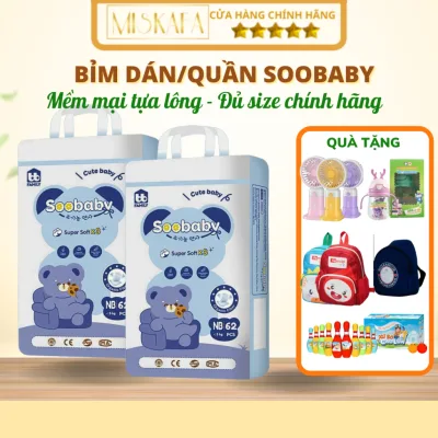 Bỉm SooBaby, Tã Soobaby dán/quần siêu mỏng mềm,chống tràn ban đêm thấm hút tốt 12 giờ Tã bỉm organic