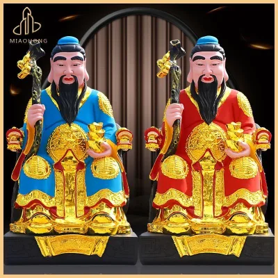 Tượng thần sơn thần gia gia dụng bày biện sơn thần gia sơn thần sữa nhựa tượng Phật chùa cưỡi hổ sơn thần đất công Tượng Đạo giáo Tượng Phật nghi lễ