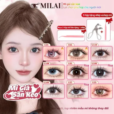 Mi giả sẵn keo MILAI đa dạng kiểu dáng | Mua 3 hộp tặng nhíp, mua 5 hộp tặng nhíp và kẹp mi
