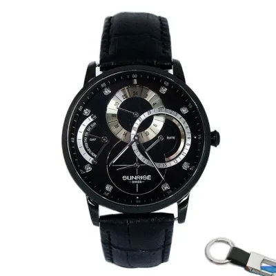 Đồng hồ nam Sunrise 1201PA, kính Sapphire chính hãng fullbox, màu đen, vỏ vàng/bạc/trong suốt - Watch