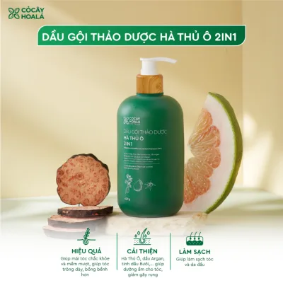 6.6 COMBO 2 Chai Dầu Gội Thảo Dược Cỏ Cây Hoa Lá Hà Thủ Ô 2in1 420g Tặng Kèm Túi Vải
