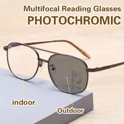 + 100 đến + 400 Kính đọc sách multifocal photochromic cho zoom tự động nam nữ Kính mắt Viễn Kính mắt Viễn đa tròng chuyên dụng