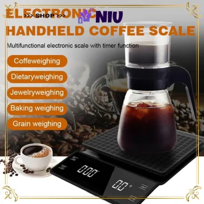 Cân nhà bếp NIU, có màn hình LCD hẹn giờ Cân điện tử, Hot 3Kg / 0,1G Độ chính xác cao Đổ trên quy mô Espresso nhỏ giọt Nhà bếp gia đình