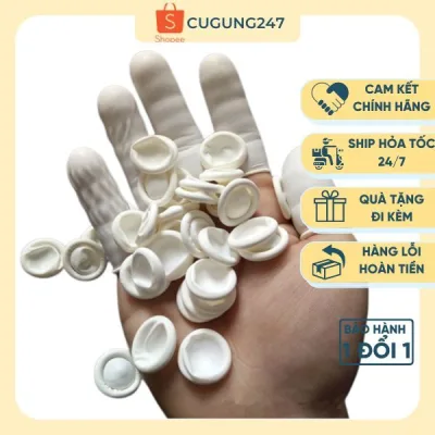 Túi 200 Bao ngón tay cao su, Bao ngón tay y tế màu trắng giúp tăng độ bám, bảo vệ vân tay, chống tĩnh điện, chống mồ hôi