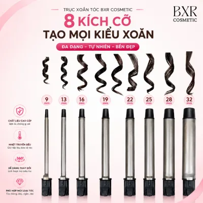 Máy làm xoăn truyền thống tự xoay trục 360 độ, máy uốn tóc xoăn lọn to, nhỏ chuyên nghiệp