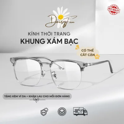 Gọng kính cận nam mắt kính đổi màu tròn kim loại thời trang cao cấp chống tia uv chống ánh sáng xanh y12