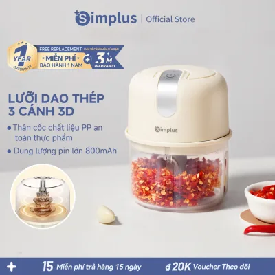 Simplus Máy xay thịt mini cầm tay Máy xay đa năng gia dụng Máy xay đa năng chuẩn thực phẩm Dùng cho thức ăn dăm DDJR007