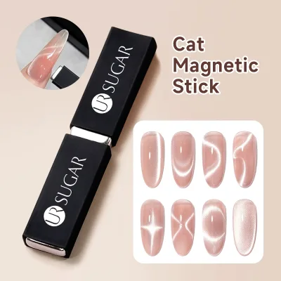 UR SUGAR Mắt Mèo Mạnh Mẽ Nam Châm Móng Tay Dụng Cụ Từ Tính Ruy Băng Chảy & Họa Tiết Ánh Sáng Bên Pháp 3D Móng Tay Nghệ Thuật Ruy Băng Hiệu Ứng Dụng Cụ Làm Móng Tay