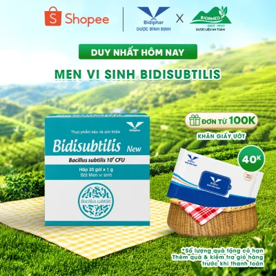 Men Vi Sinh Bidisubtilis New Bidiphar – Hỗ Trợ Tiêu Hóa, Cân Bằng Hệ Vi Sinh Đường Ruột –Hộp 20 Gói
