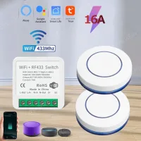 Công tắc Tuya Wifi+433 Mini hỗ trợ công tắc cơ hai chiều, ra lệnh giọng nói Google& Alexa .