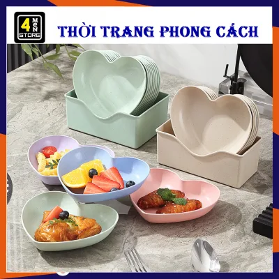 Dĩa Nhựa Đựng Thức Ăn Trái Cây Hình Trái Tim Để Bàn - Khay Đựng Đồ Ăn Vặt, Đĩa Decor Đựng Bánh Kẹo
