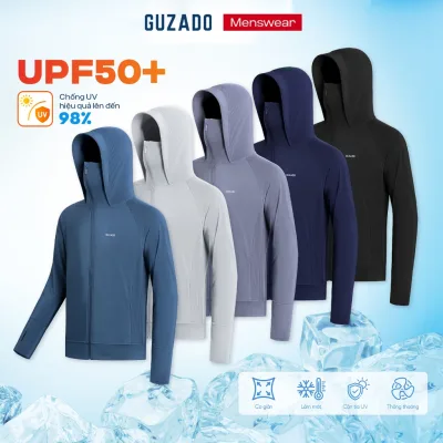 Áo Chống Nắng Nam GUZADO Thun Lạnh Thông Hơi Thoáng Mát Có Che Trán Chống UV 98% UPF 50+ GCN01