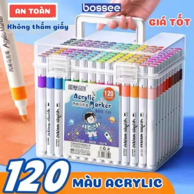 Bút Màu Dạ Bossee 120 Màu Marker Acrylic, Họa Cụ Tô Màu Dạ Vẽ Tranh Anime, Sáng Tạo DIY Trên Mọi Chất Liệu