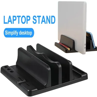 Giá đỡ máy tính xách tay dọc có thể điều chỉnh Khe cắm kép cho máy tính xách tay Máy tính bảng Mini Tiết kiệm không gian máy tính