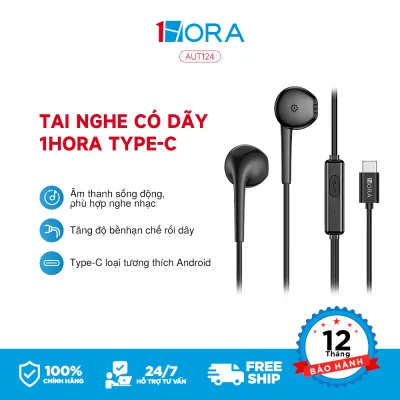 Tai Nghe Dây Type C 1.2M chống trượt 1Hora Tai Nghe Có Mic - Tương Thích Android, bền bỉ chống rối dây âm thanh rõ ràng