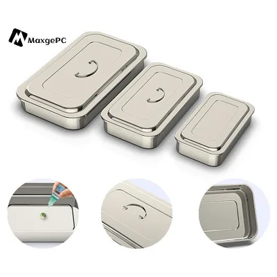 Khay Điều Dưỡng Phẫu Thuật Nắp Thiết Bị Y Tế Hộp Khử Trùng Cho Nha Sĩ Hộp Bảo Quản Dụng Cụ Inox Mới