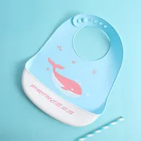 Yếm ăn dặm silicon Unmei cho bé cao cấp, có máng chống thấm, hình thú siêu cute tiện dụng