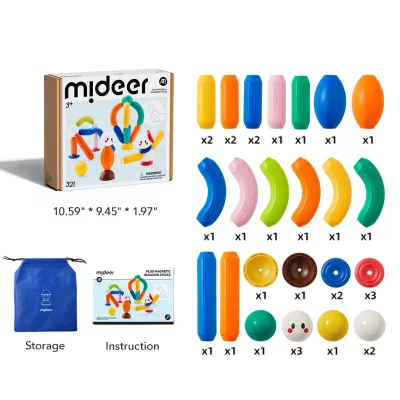 Mideer Growth Plus Magnetic Building Sticks 32-Piece Magnetic Stick Toy for Children