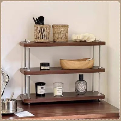 Kệ Gỗ Decor Để Bàn Phong Cách Vintage, Có Thể Điều Chỉnh, Khung iNox Chắc Chắn - iLux Decor.